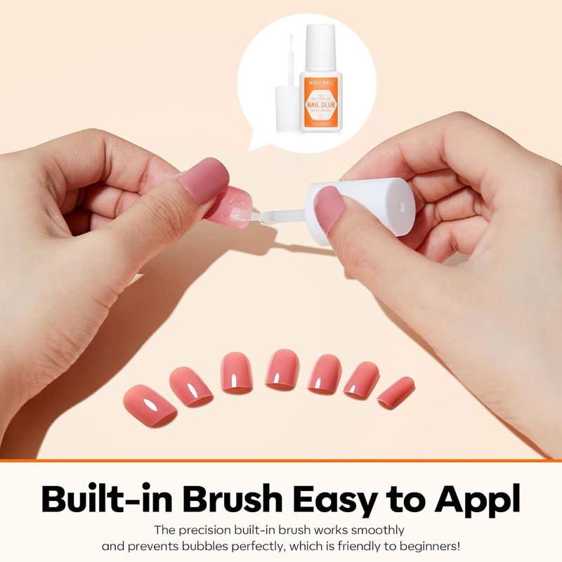 Modelones Nail Glue - Strong Brush-On Adhesive for Press-On Nails | 2pcs, 14ml, Long-Lasting Formula