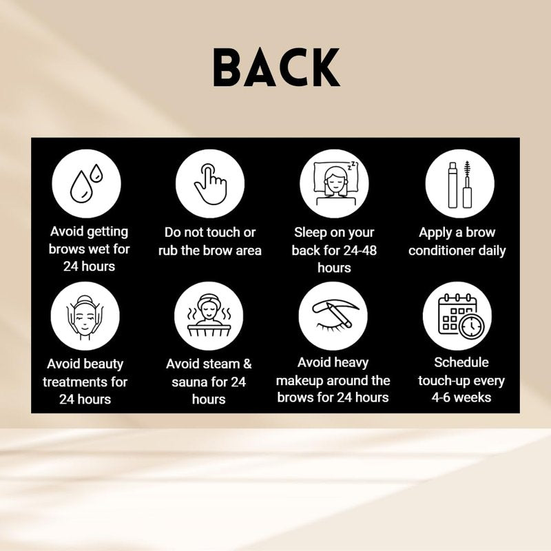Brow Lamination Aftercare Card | 50 Pack | 2x3.5 Inch Business Card Size | Lash Lift and Tint, Black & White Simple Design with Illustration & Instruction
