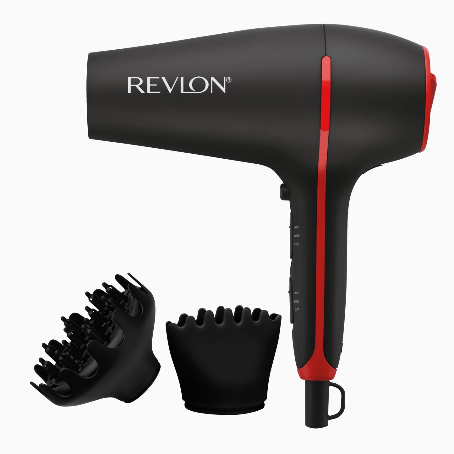 REVLON SmoothStay Hair Dryer with Diffuser, Ionic Ceramic Blow Dryer, Coconut Oil Infused for Frizz Control, Shine and Volume, 1875W Lightweight Dryer with Concentrator for Smooth or Curly Styles