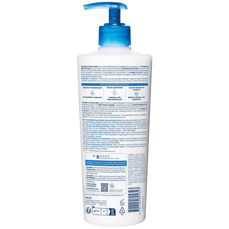 Bioderma Atoderm Cream - Ultra Hydrating Body Moisturizer for Normal to Dry Sensitive Skin | 500ml