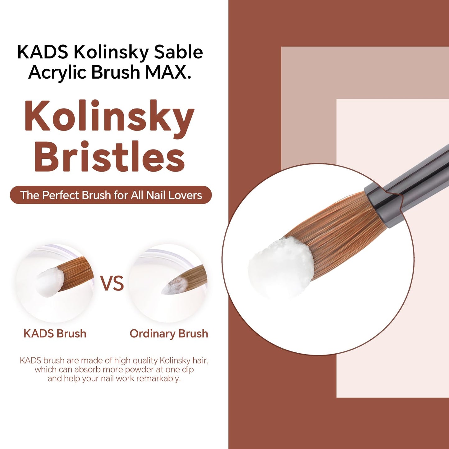 KADS Upgrade Acrylic Nail Brush Pure Kolinsky Hair Acrylic Round Shaped Supermarket Standard (16#)