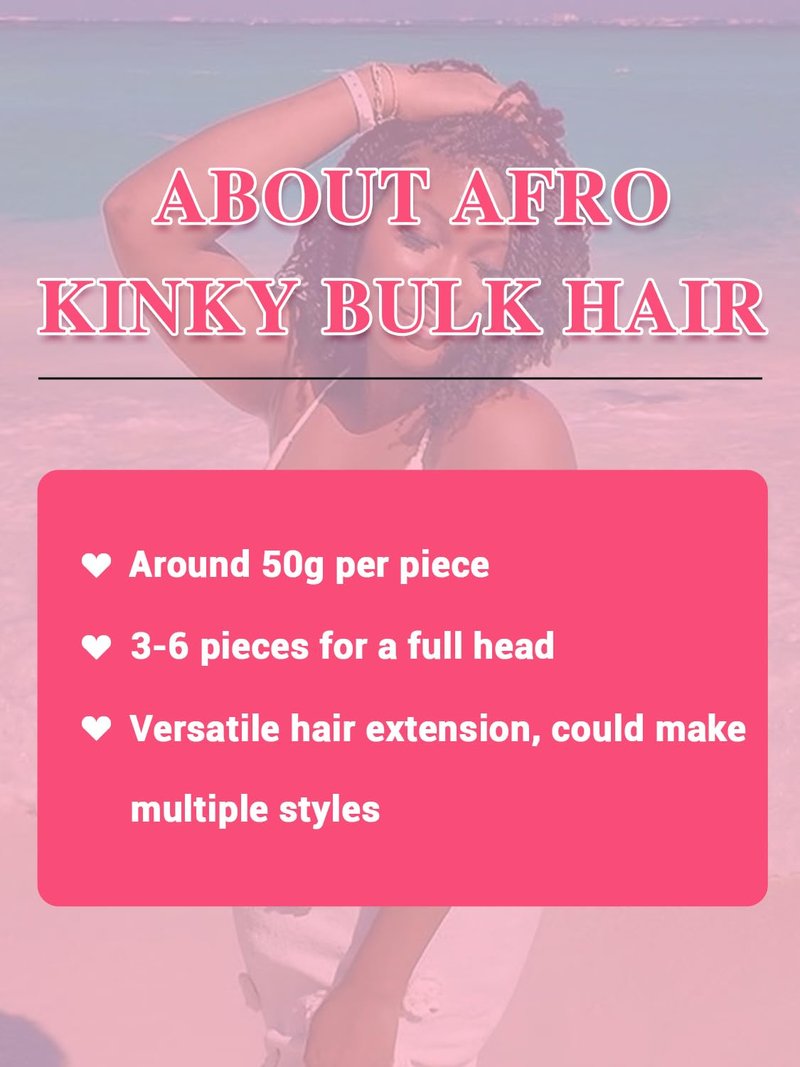REBECCA FASHION Afro Kinky Bulk Human Hair 50g/Pack Braiding Hair for Dreadlock Extensions, Loc Repair, Afro Kinky Curly Human Hair Bulk for Twist 12 Inch Chocolate Brown Color