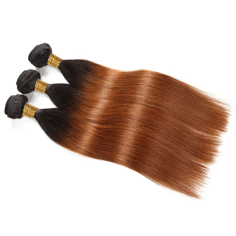 Brown Bundles Human Hair Ombre Straight Human Hair Bundles 1B30 Bundle 8 10 12 Inch Soft And Healthy Ombre Dark Brown Bundle Brazilian Virgin Remy Hair Extensions 300G