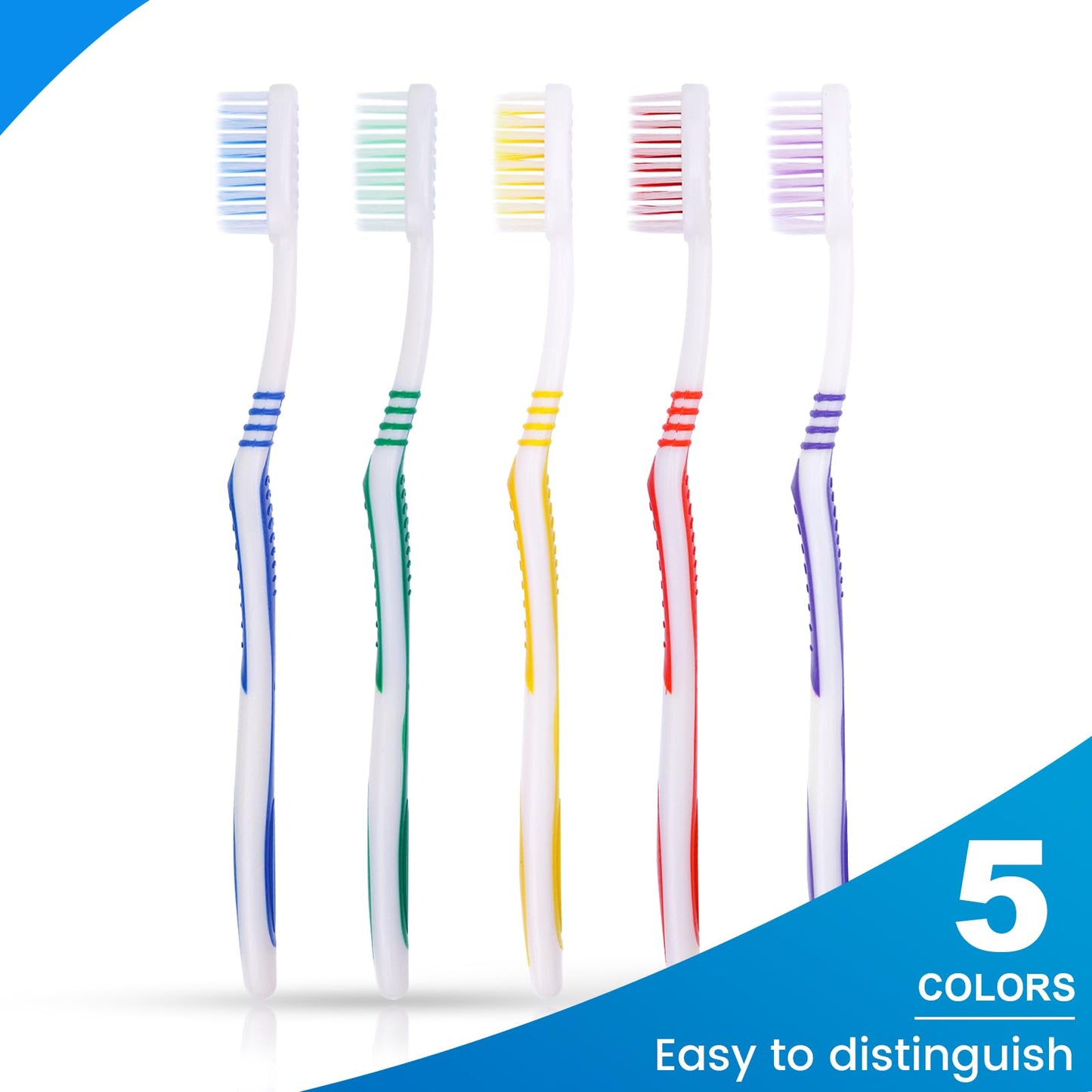 SLequipo 200 pcs Bulk Toothbrushes Individually Wrapped, Colorful Manual Disposable Travel Toothbrush for Adult, Kid, Soft Bristles for Travel, Hotels (5 Colors)