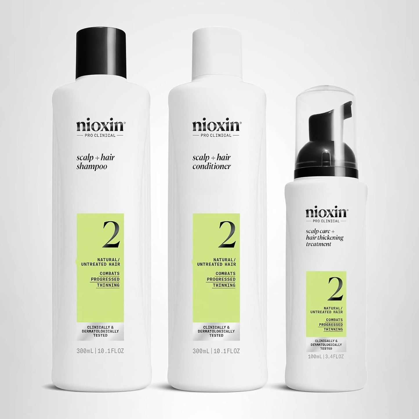 Nioxin Scalp + Hair Thickening System 2 Kit | For Natural-Hair with Progressed Thinning | Cleanse, Condition, & Treat + Fall Defense Intensive Daily Leave-In Treatment | Bundle