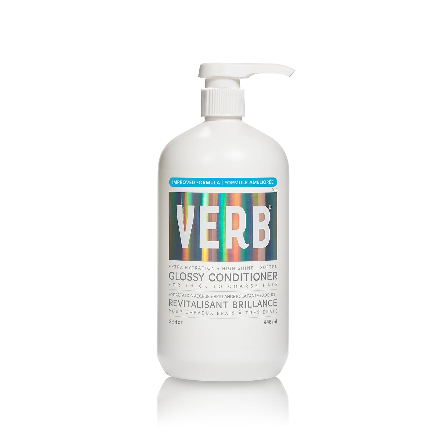 VERB Glossy Conditioner, 32 fl oz – Conditions, Detangles + Adds High Shine for Thick to Coarse Hair – Vegan, No Parabens or Harmful Sulfates