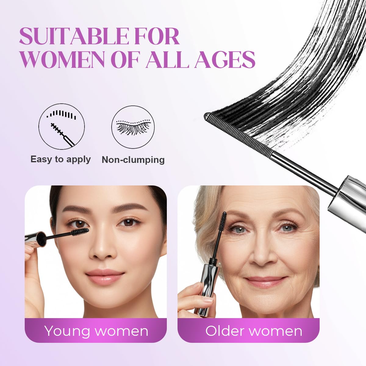 2026 New Metal Wand Mascara, Waterproof Iron Mascara Volume and Length, Brushless Mascaras Tubular Eyelash Primer, Long Curling, Natural, Non-smudged