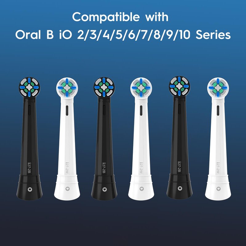 12PCS IO Replacement Heads Compatible with Oral B IO 2/3/4/5/6/7/8/9/10/Deep Clean Series Electric Toothbrush, Brush Heads Compatible with Oral B IO for Teeth Cleaning and Gum Protection (Black/White)