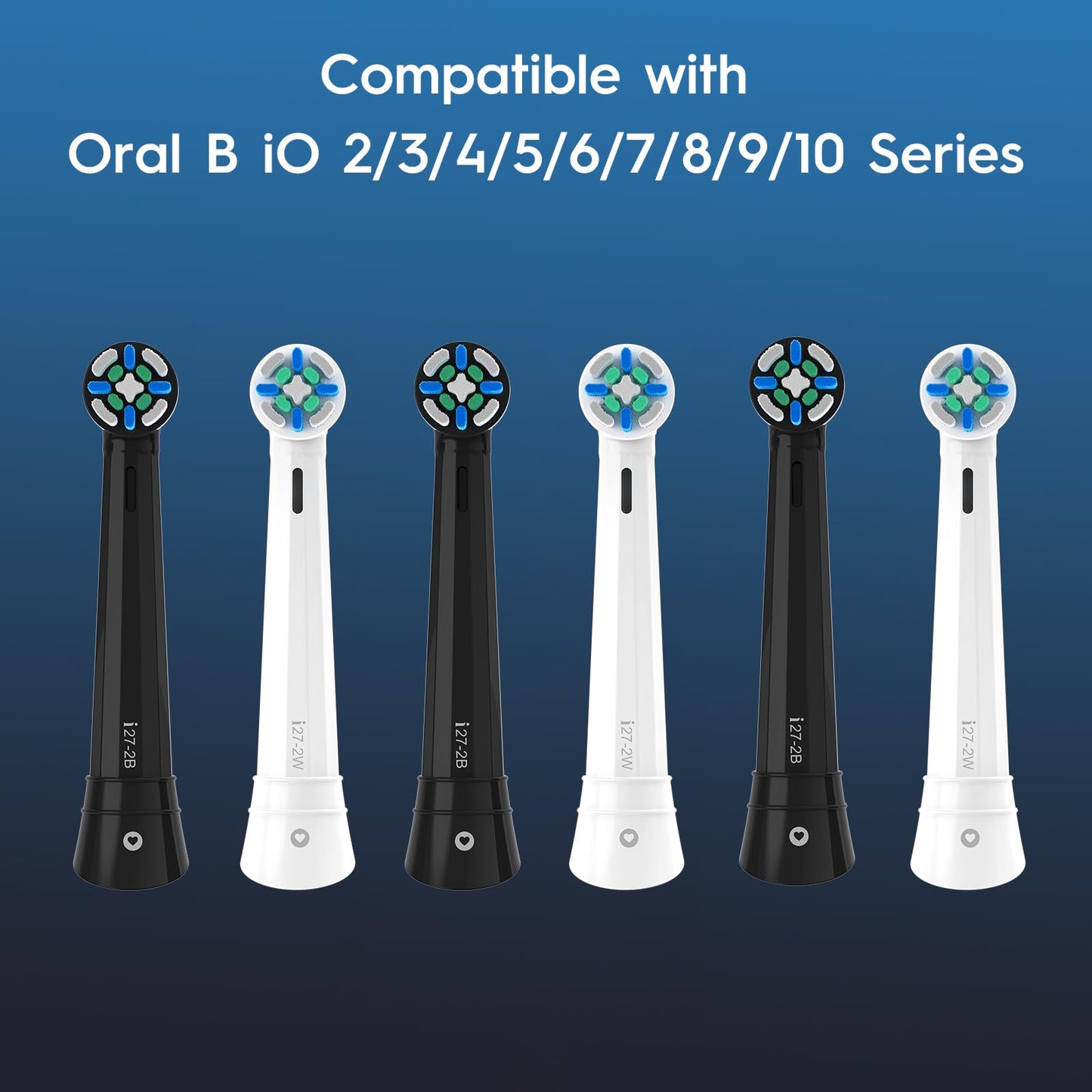 12PCS IO Replacement Heads Compatible with Oral B IO 2/3/4/5/6/7/8/9/10/Deep Clean Series Electric Toothbrush, Brush Heads Compatible with Oral B IO for Teeth Cleaning and Gum Protection (Black/White)