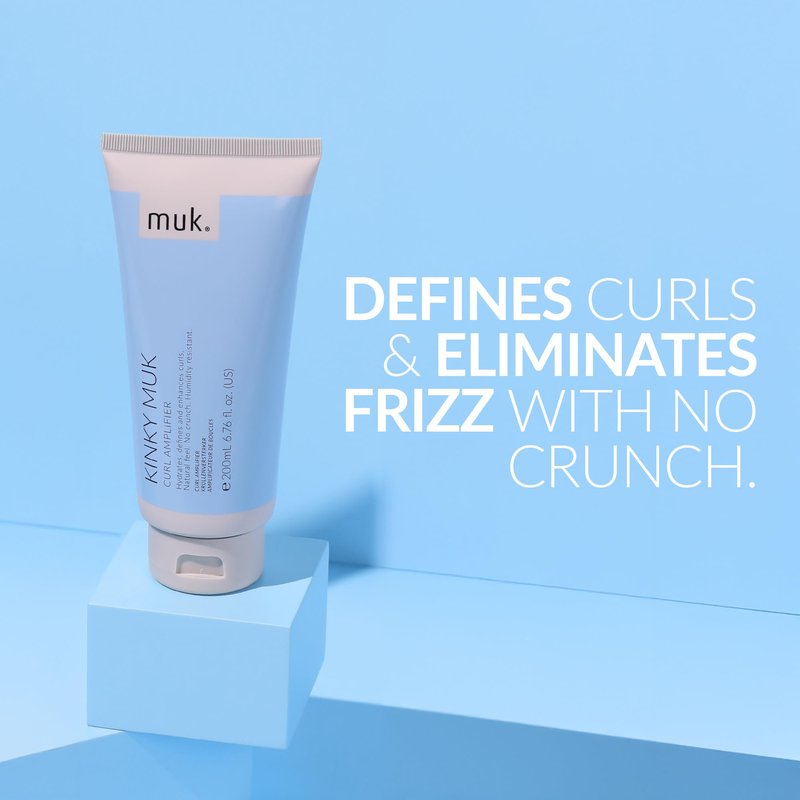 MUK. Kinky muk Curl Amplifier - Moisturising Curl Cream for Defined, Frizz Free Curly Hair. Humidity Resistant Styling Hold with Shine & Natural Movement. For Medium to Coarse Hair Textures, 200ml