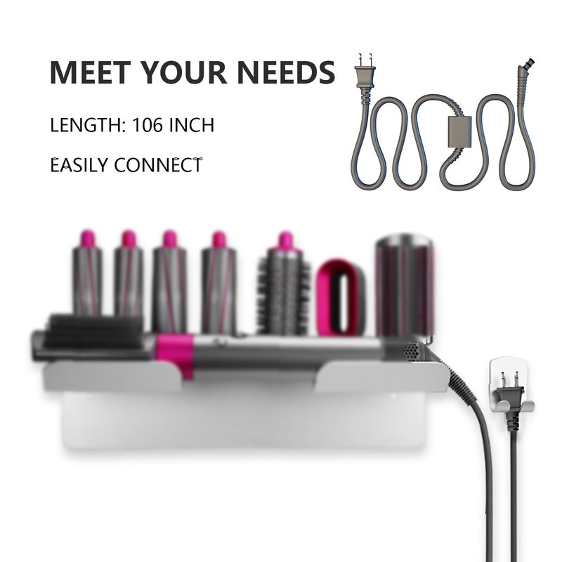 QJH-17 Replacement Curly Hair Rod Power Cord for Dyson HS01 Airwrap Hair Styler - AC Charger Cable, 106" Curling Iron Cable