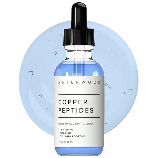 Asterwood Copper Peptides Serum - Collagen Boosting Face Treatment with GHK-Cu & Hyaluronic Acid | 2 Fl Oz