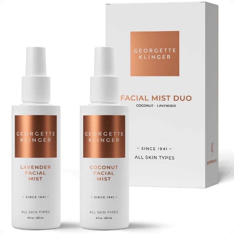 Georgette Klinger Coconut & Lavender Facial Mist Duo Makeup Setting Spray Gift Set for All Skin Types Skin Care - 4.2 oz