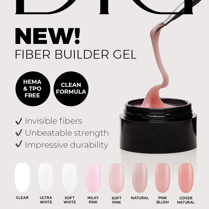 DIDIER LAB Fiber Builder Gel Pink Blush – Self-Leveling HEMA-Free Builder Gel for Nails - Ultra-Strong LED UV Fiberglass Nail Builder Gel for Nail Repair Refills and Nail Extensions - 1.76 fl oz