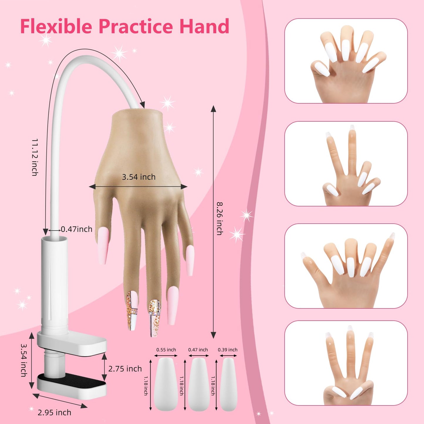 NIQZOPA Practice Hand for Acrylic Nails with Acrylic Nail Kit for Beginners