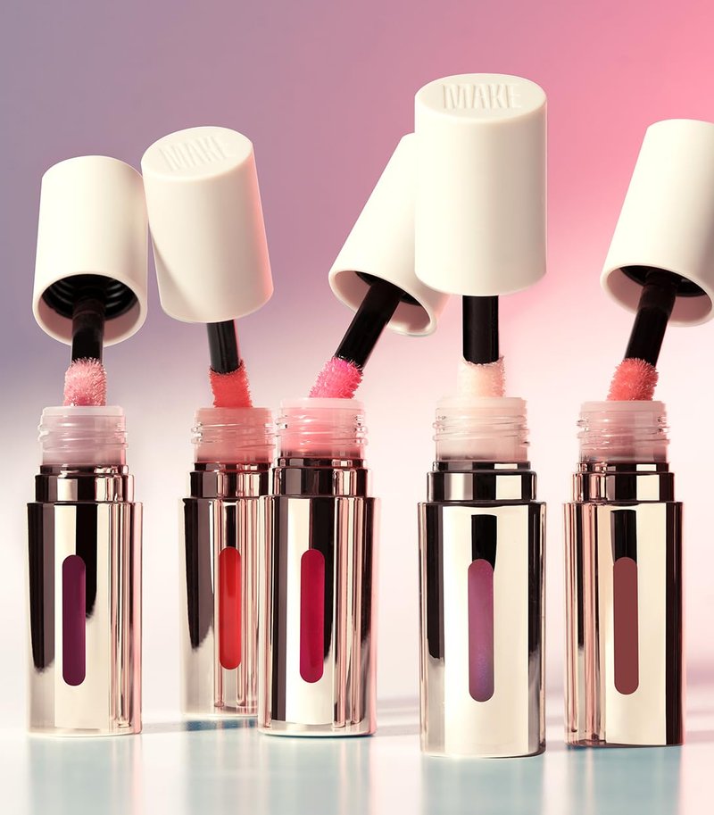 MAKE Beauty Serum Balm Hydrating Lip Oil. Vegan Moisturizing Lip Gloss with Plumping Effect. Lip Treatment Cream for Soft, Smooth, Shiny Lips - Shade, Pink Cerise