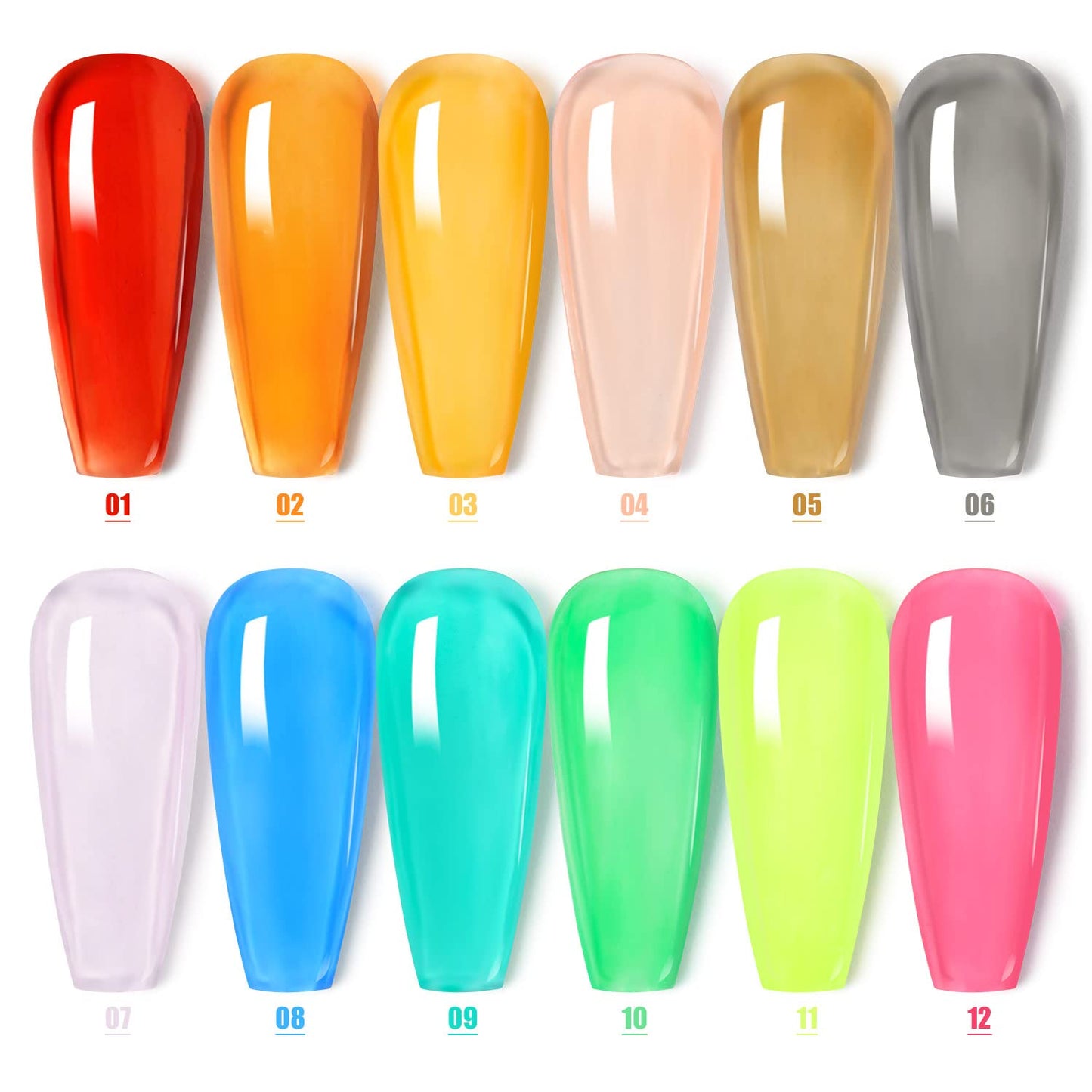 Major Dijit 12 Pcs 8 ML Jelly Gel Nail Polish Set