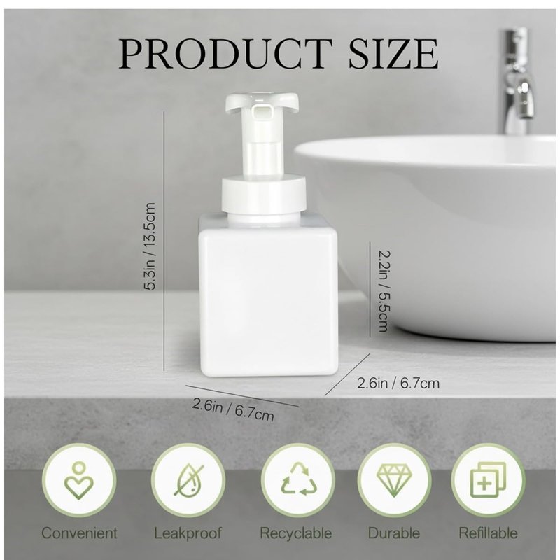 12 Piece 250ml Foam Soap Dispenser, Travel Foam Dispenser. Refillable Plastic Pump Hand Soap Bottle, Travel Essentials, Clear Container for Bathroom Vanity