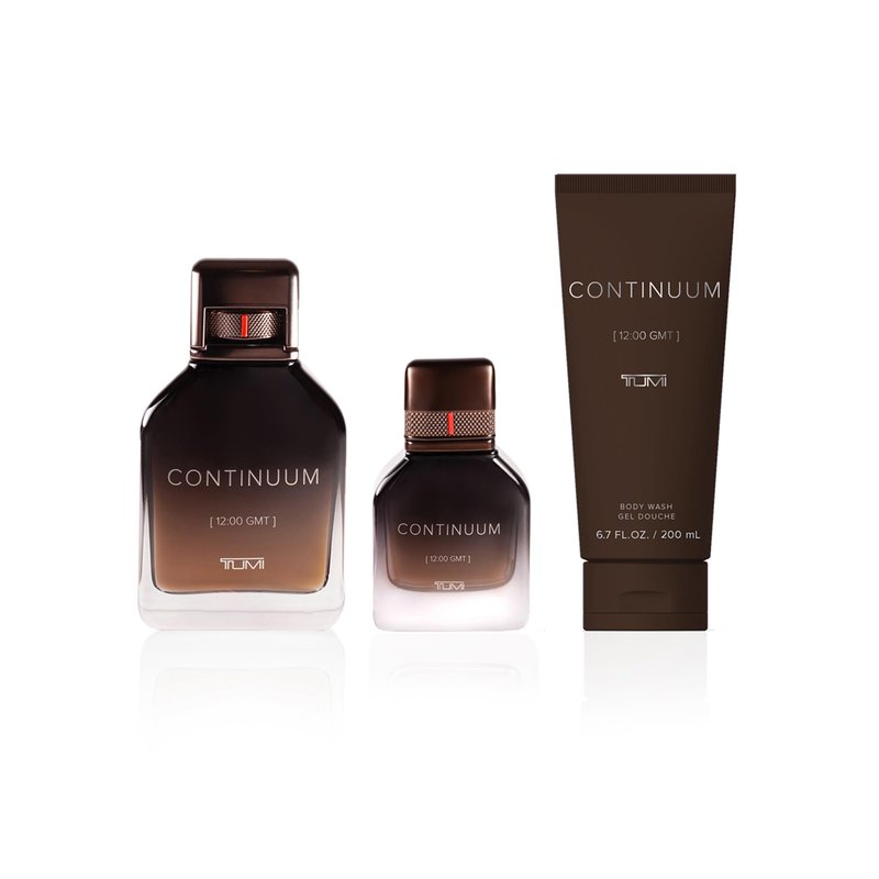 TUMI CONTINUUM [12:00 GMT] - Bold Cologne for Men with Smoky Fragrance - 3.4 oz & 1.0 oz Eau de Parfum, 6.7 oz Body Wash