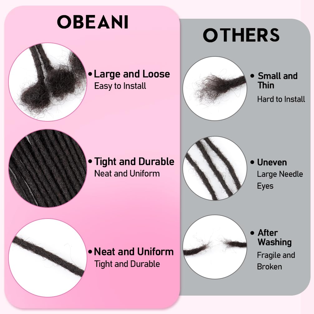 6 Inch 0.4cm Diameter Real Human Hair Thin Locs Extensions 30 Strands/Pack Handcrafted Permanent Dreadlocks Natural Soft Texture for Black Women & Men Styling