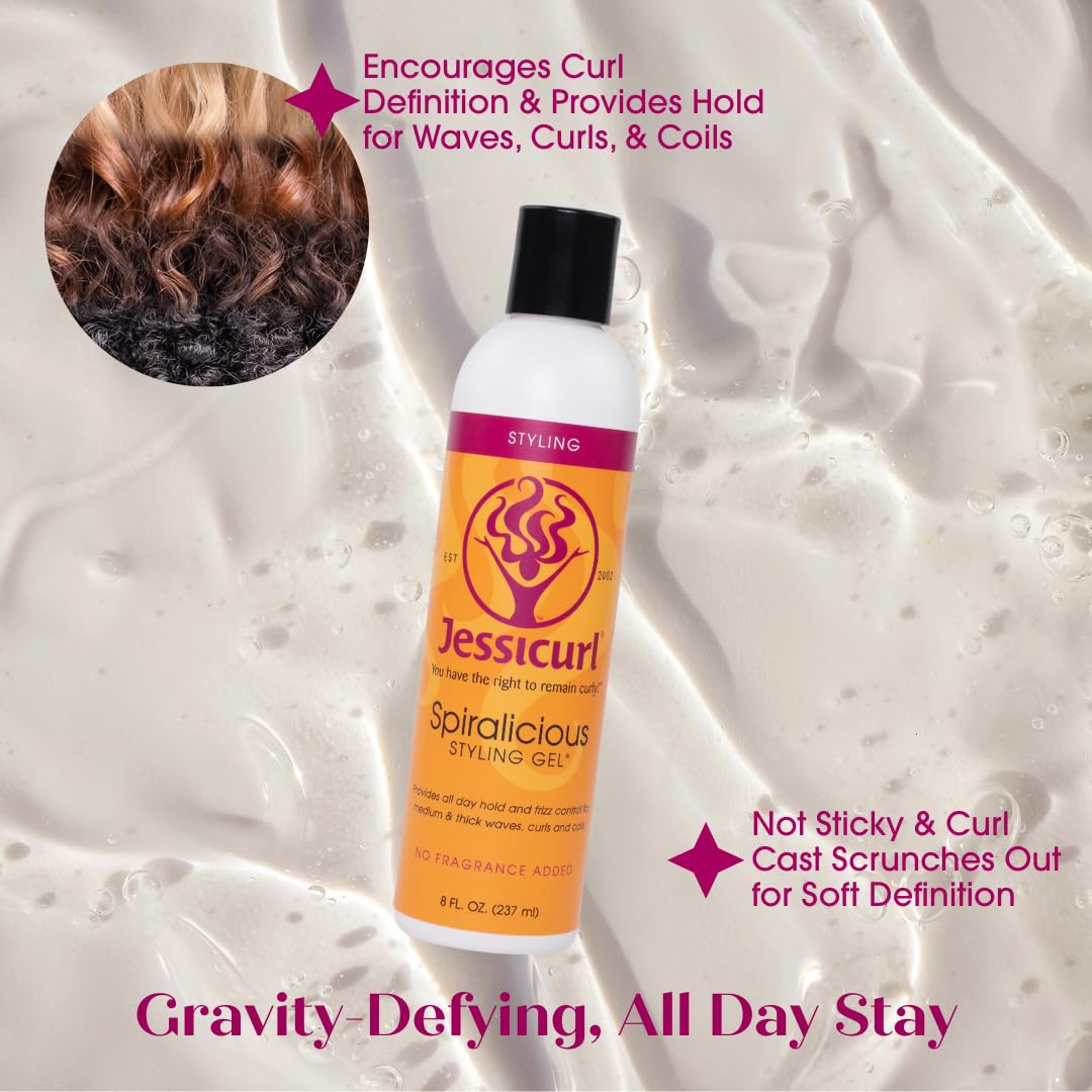 Jessicurl, Spiralicious Gel, Citrus Lavender, 8 Fl oz. Curl Defining Hair Gel for Curly Hair and Frizz Control, for all hair types