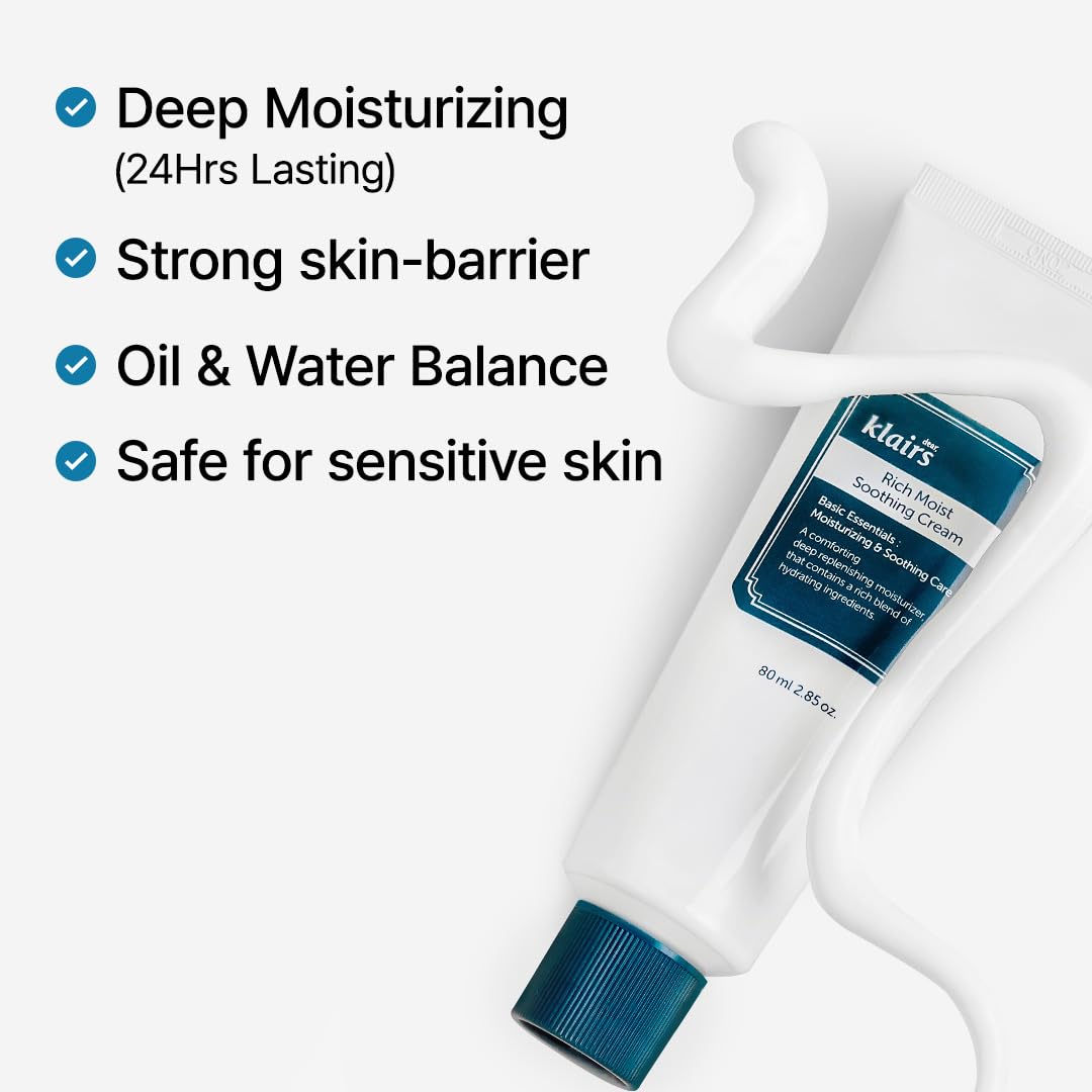 DearKlairs Blue Comforting Duo | Calming&Rich Moist Soothing Creams for Deep Moisture, Korean Skin Care for Dry, Sensitive Skin