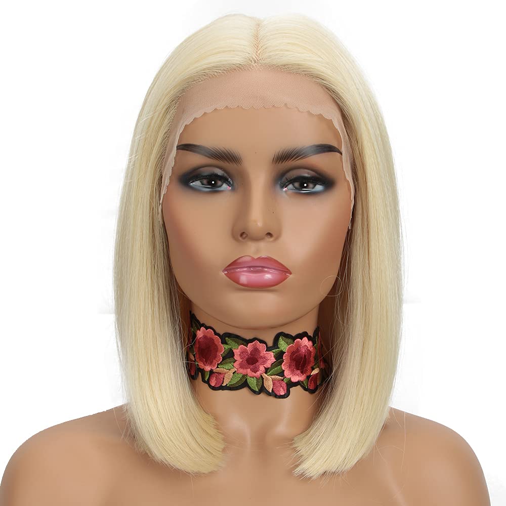 Platinum Blonde Bob Wig - T Part HD Lace Front for Women | Synthetic 613 Hair for Parties & Daily Wear