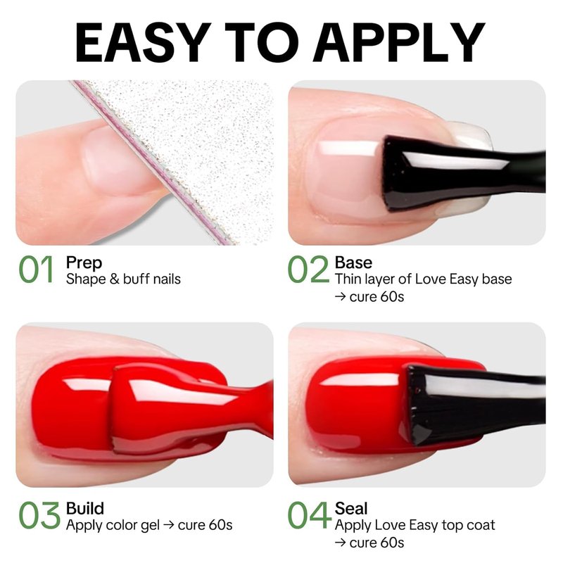 Love easy Top Coat for Nails, No Wipe High Glass Long Lasting 28+ Days, Chip Scratch Resistance Anti-yellowing Glossy Shine Manicure, Brush on Friendly for Home DIY Beginner (U V Lamp Needed)
