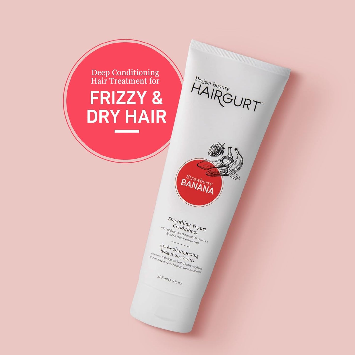 Strawberry Banana Hair Care Set - Smoothing Shampoo, Conditioner & Mask for Frizz Control | Natural & Sulfate-Free