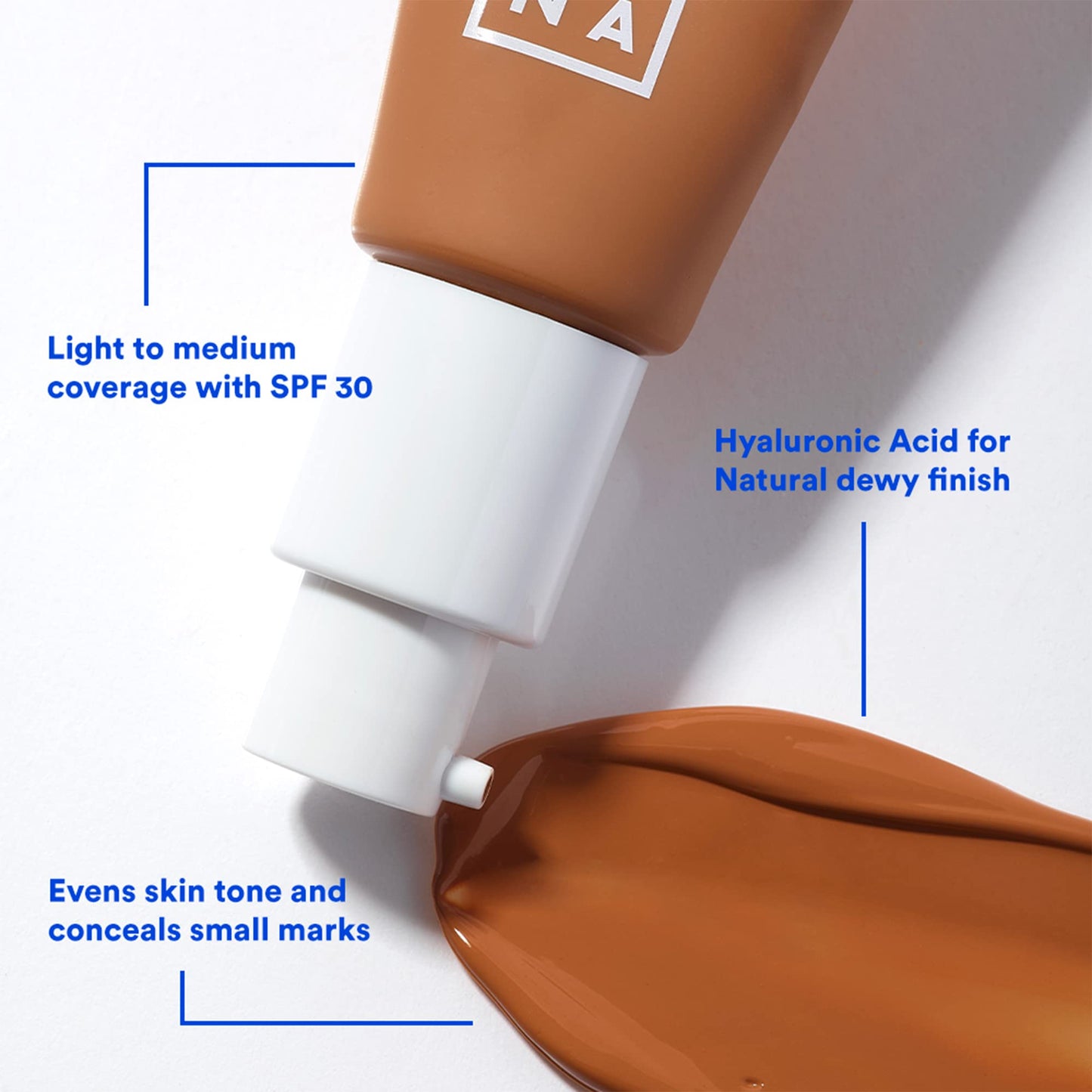 3INA The Tinted Moisturizer SPF 30 – Tinted Face Moisturizer for Women with Hyaluronic Acid – Light to Medium Coverage Foundation – 622 – 1.01 oz