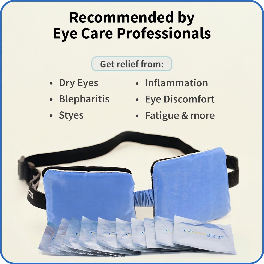 EyeGiene Insta-Warmth System Eye Mask with 10 Pairs of Warming Wafers, Heated Dry Eye Mask, Multi-Use Heat Treatment for Dryness, Fatigue, Styes, Blepharitis, Medical Device, Travel Accessories