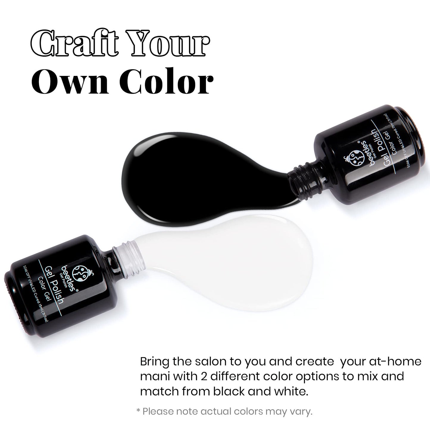 Beetles Nail Blooming Gel 15ml Clear Uv Led Blossom Gel and 2 Pcs 15ml Black White Colors Gel Polish Set
