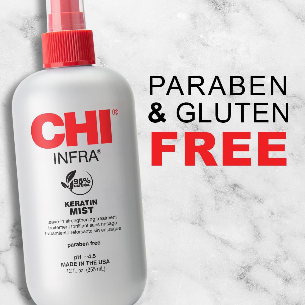 CHI Keratin Mist Hair Spray - Strengthening Formula for Softness & Heat Protection | 12 Oz