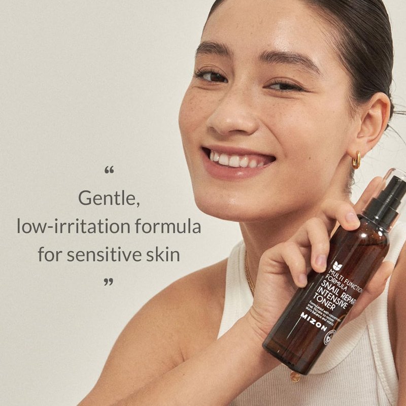 MIZON Snail Repair Intensive Toner with Snail Mucin Hyaluronic Acid Adenosine Centella Asiatica Moisturizer Fine Line Treatment Safe Formula Korean Skincare (3.38 fl oz)