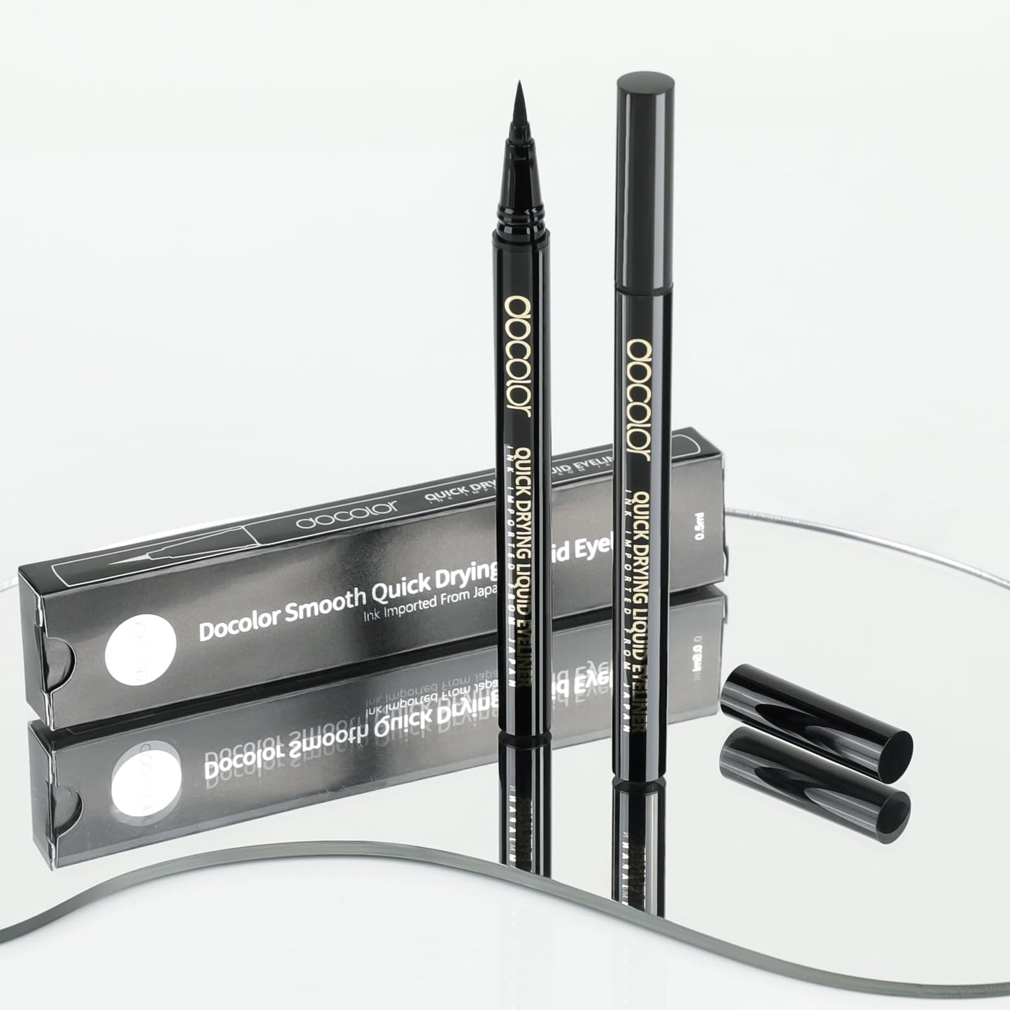 docolor Eyeliner, 2PCS Black Liquid Eyeliner Waterproof Eye Liner Pen Super Slim Precise All Day Black Eye Pencils Professional Makeup Liquid Eye Liner Pencil for Women