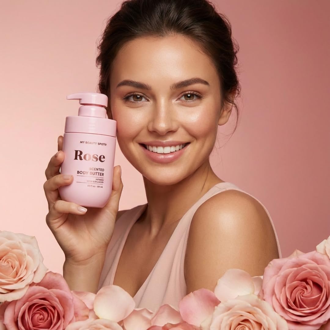 My Beauty Spot Scented Body Lotion for Women - Rose Scented Body Butter, Natural Lotion for Women to Smell Good, Skin Moisturizer Infused with Collagen - Extra Large 510 ml.