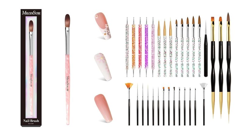 Kolinsky Acrylic Nail Brush Set - 31 Pcs Professional Nail Art Brushes | Precision Tools for Perfect Nails
