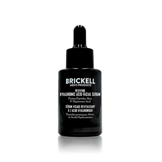 Brickell Men's Anti Aging Hyaluronic Acid Serum for Face, Reviving Day Serum for Men, Facial Serum With Hyaluronic Acid, Aloe, and Peptides, 1 Ounce