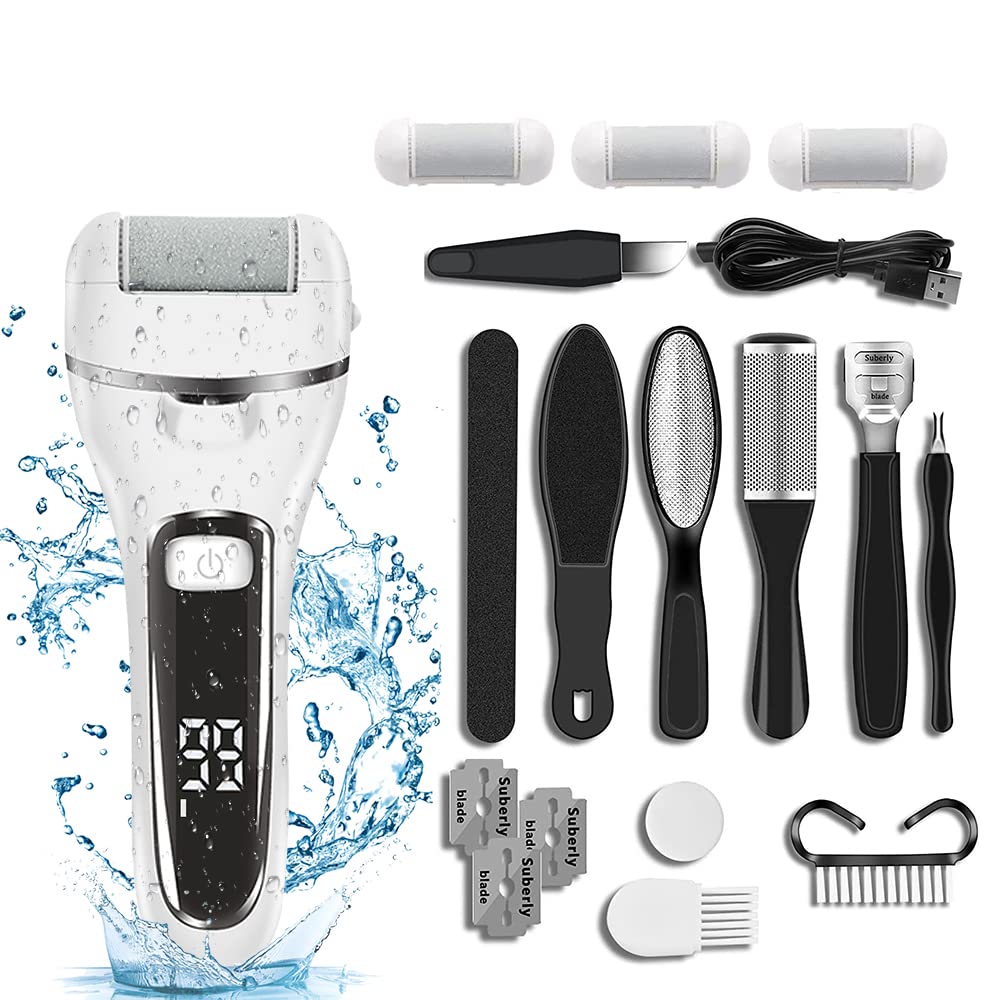 Electric Foot Callus Remover, Foot Polisher for Feet with Rechargeable Waterproof Professional Pedicure Kit, Black, 20 Count (Pack of 10)