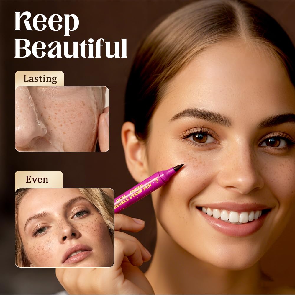 Waterproof Freckles Pen, 2026 Upgraded Dual-Ended Freckle Stamp Pen, Natural Lifelike Faux Freckle Stamp, for Natural Sunkissed Freckles, Smudge-Proof Long Lasting Quick (01-Beige Brown)