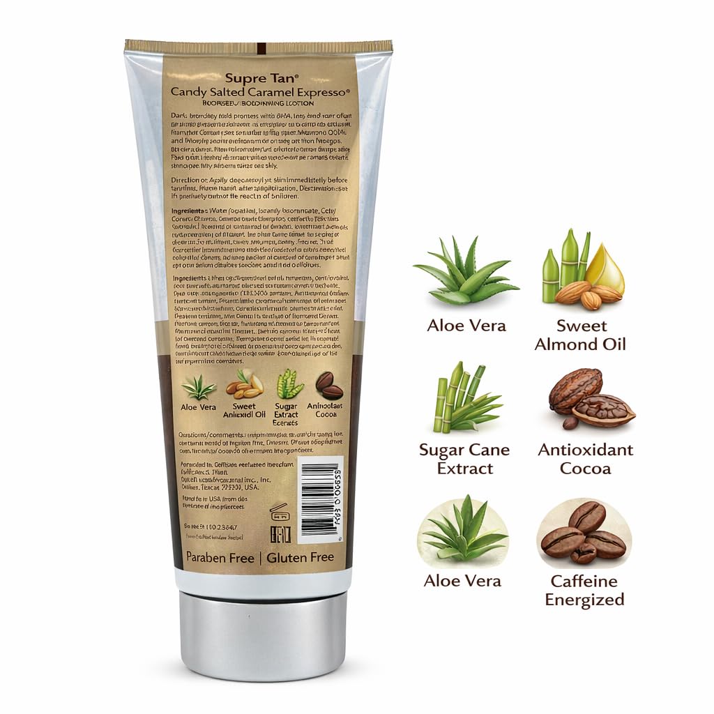 Supre Tan Candy Salted Caramel Espresso Intensely Bold Bronzer Dark Blend 8.5oz