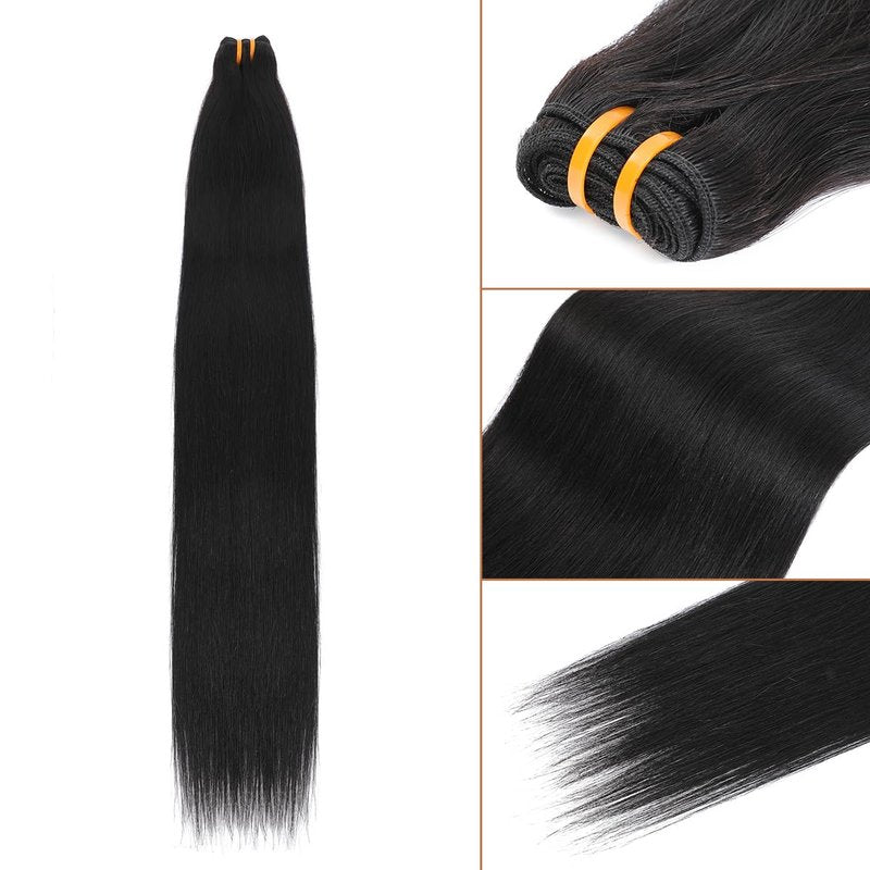Raw Human Hair Bundles - 100% Burmese Virgin Straight Extensions | Silky Smooth, Can Be Dyed, 14 Inch