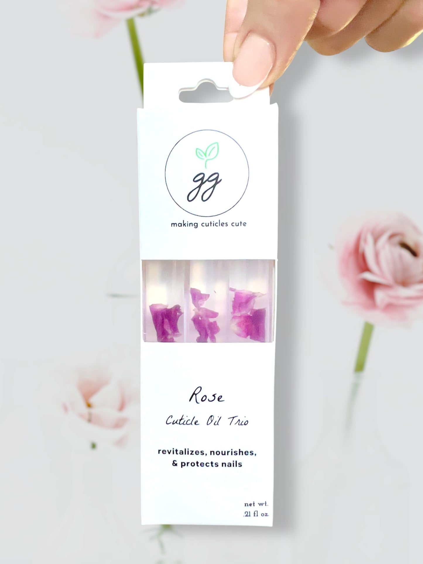 Greenmade goods Rose Cuticle Oil Trio Professional Manicure and Pedicure Set- Nourishes, Strengthens, Protects (Pack of 3)