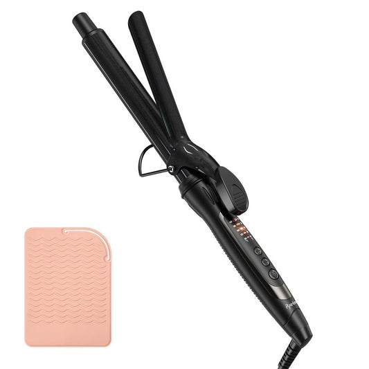 Ryanboo Hair Iron, 25mm/1.00 inch Curling Iron, 5 Temperature Settings, Professional Spring Curling Iron for All Hair Types, Max 430℉, Suitable for Worldwide Voltage (Black)