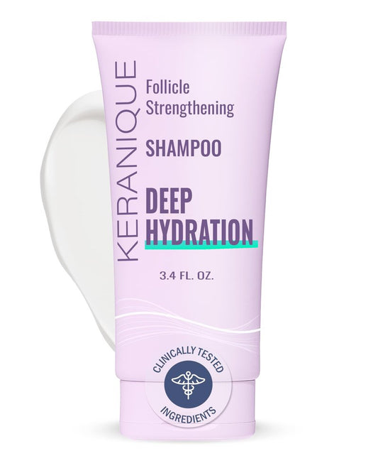 Keranique Deep Hydration Scalp Stimulating Shampoo for Dry, Thinning Hair – Keratin, Biotin & Niacinamide – Moisturizing, Strengthening & Volumizing – Sulfate and Paraben Free Keratin Amino Complex™