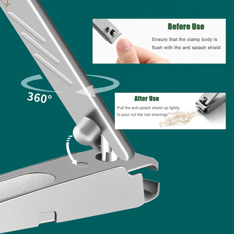 KT-GARY Nail Clippers Set,4pcs Anti Splash Nail Clippers with Nail File,Professional Stainless Steel Finger&Toenail Clippers Nail Cutter for Men& Women