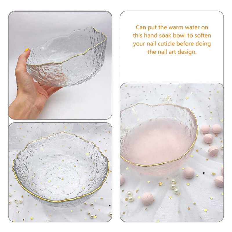 Beavorty Pedicure Bowl 1Pcs Glass Nail Soaking Bowl Nail Art Remover Soak Soaker Manicure Soaking Bowl Nail Salon Bath Bowl for Fingernail Toenail Caring Polish Removal Manicure Bowl