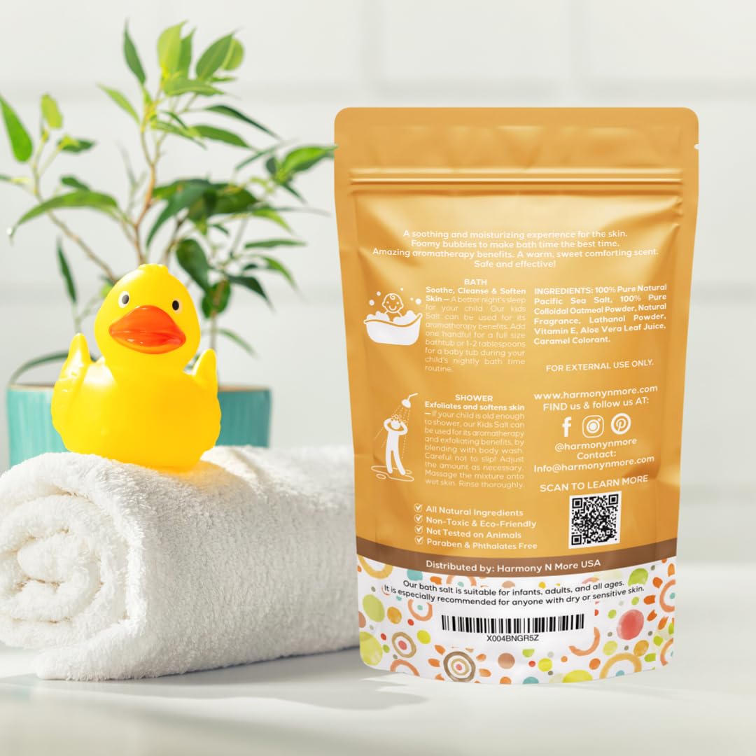 Harmony N More Natural Pacific Sea Salt - Tub Time Foaming Bath Salt Soak - Relaxing and Nourishing - All Natural with Goat Milk Powder, Lavender Essential Oil, Vitamins and Minerals – 24oz