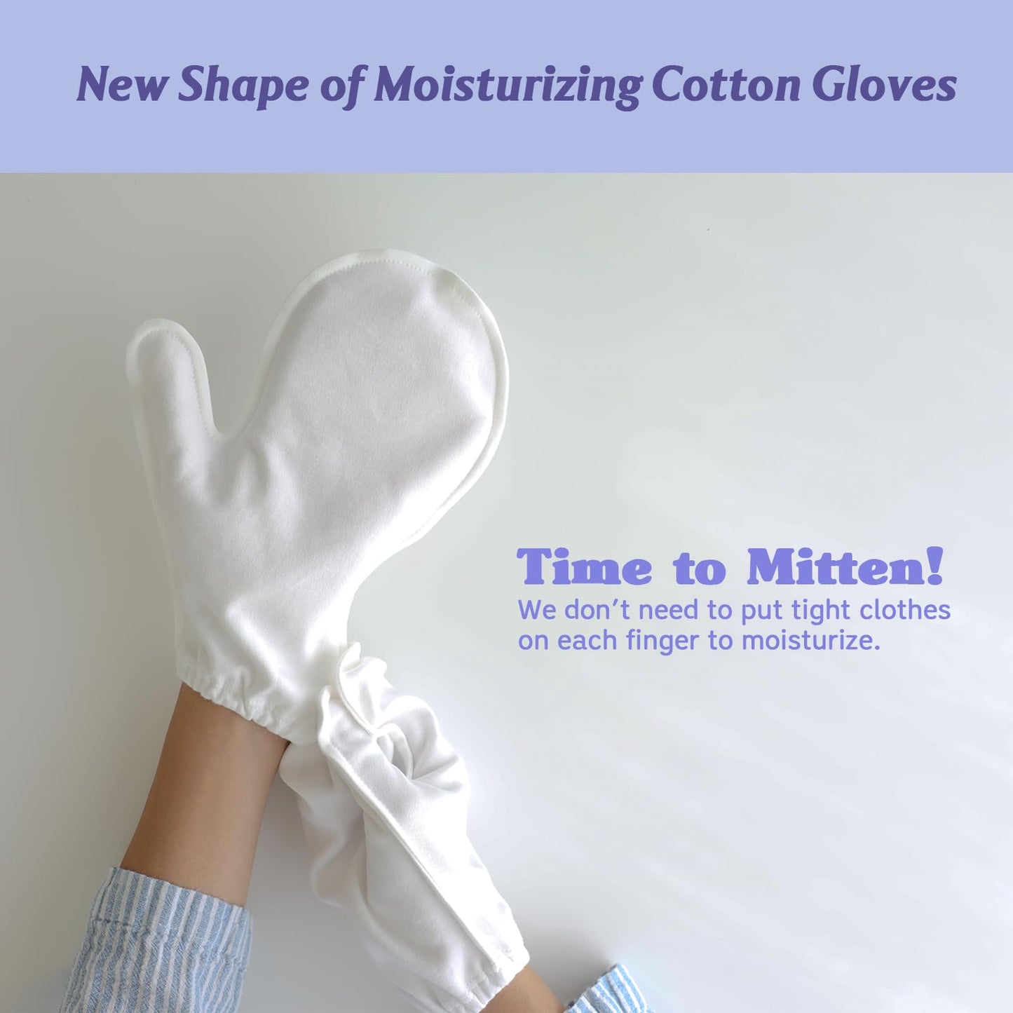 Manu&Pod Small 3 Pairs Overnight Cotton Mitten Gloves for Dry Hands, Eczema & Psoriasis l Moisturizing Gloves for Women l Wristband, White