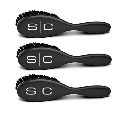 StyleCraft The Fresh Cut Professional Fade and Cleaning Barber Hair Brush with Soft Nylon Bristles Set of 3, Black